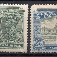 Sellos: INDIA/1931/MNH/SC#130, 132/ REY JORGE V / KGV / SET PARCIAL / INAUGURACION DE NUEVA DELHI. Lote 379275139