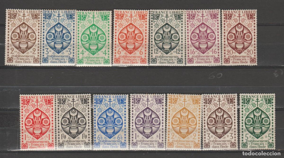 Sellos: INDIA FRANCESA, 1942. - Foto 1