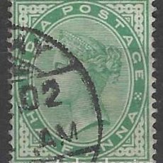 Francobolli: INDIA 1882-90- REINA VICTORIA, EMPERATRIZ DE LA INDIA, ½A VERDE OSCURO - USADO