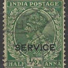 Francobolli: INDIA 1935 - JORGE V, S.SERVICIO, SOBREIMPRESO ”SERVICE.” ½A VERDE - USADO