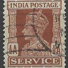 Francobolli: INDIA 1937 - JORGE VI, S.SERVICIO ½A MARRÓN ROJIZO - USADO