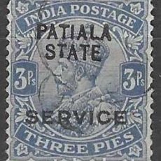 Francobolli: INDIA, PATIALA, CONVENCIÓN ESTADOS INDIOS 1912-16 - S.SERVICIO, JORGE V, 3P GRIS - USADO