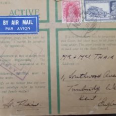 Sellos: O) INDIAN, MAIL TRUCK, KING GEORGE VI , AIRMAIL, CIRCULATED TO ENGLAND