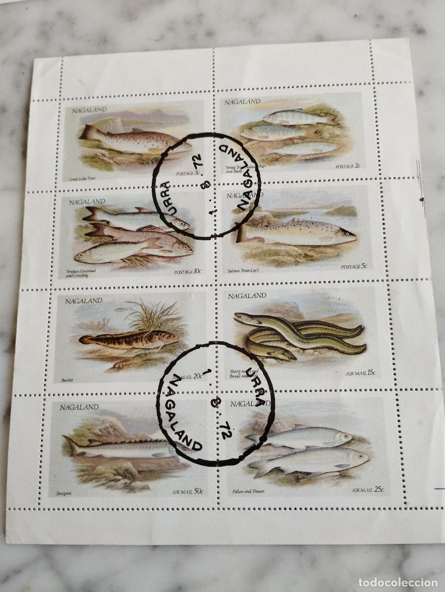 Sellos: Bloque de 8 sellos nagaland peces - Foto 1