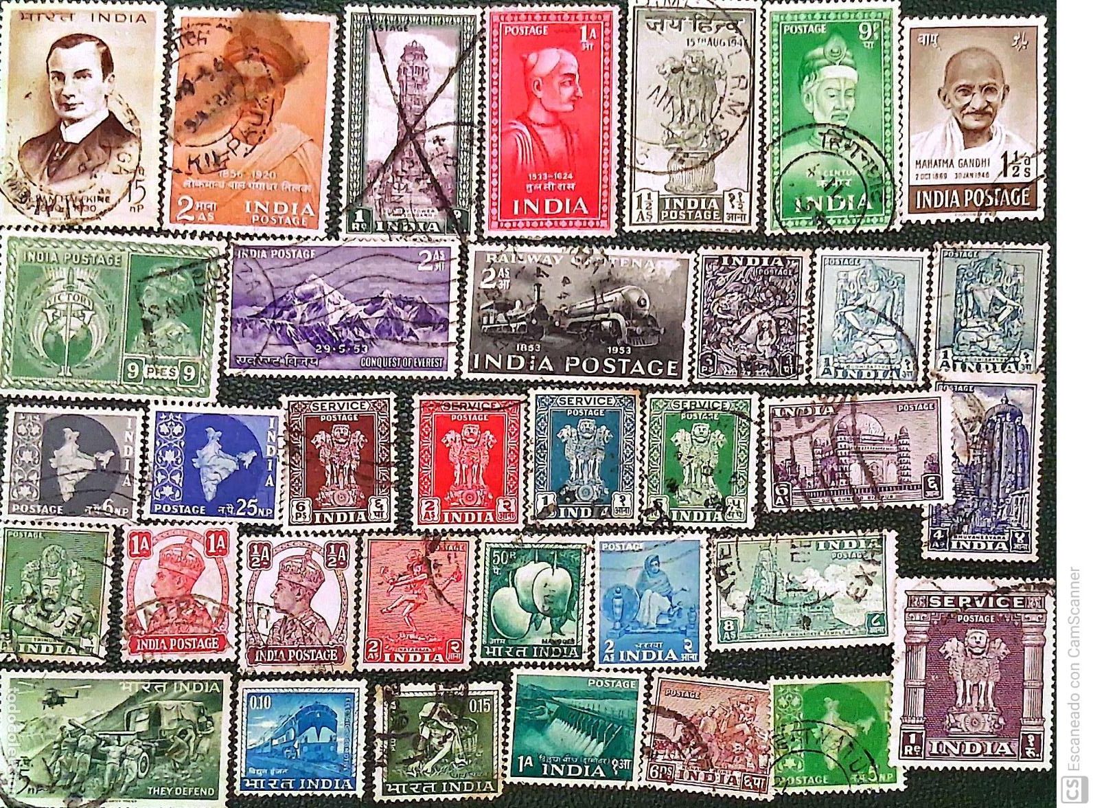 Sellos: India. 35 Sellos usados distintos. Ref: e70 - Foto 1