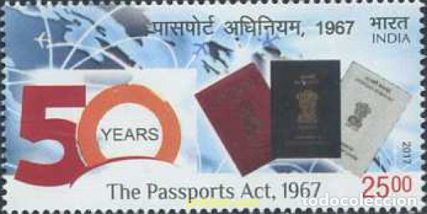 Sellos: 581042 MNH INDIA 2017 50 A&Ntilde;OS DEL PASAPORTE - Foto 1