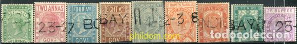 Sellos: 785118 USED INDIA INGLESA 1865 SELLOS TELEGRAFOS, FILIGRANA -INDIA CORONA-. VARIOS