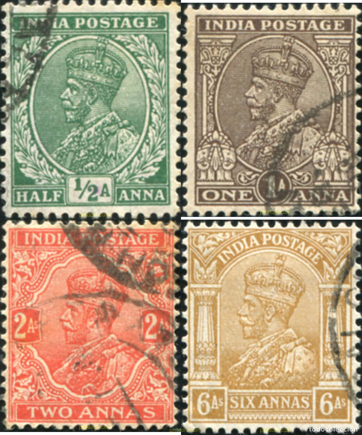 Sellos: 785701 USED INDIA INGLESA 1934 SELLOS DEL 1911-26 SOBRECARGADOS, FILIGRANA ESTRELLA MULTIPLE. LEYEN