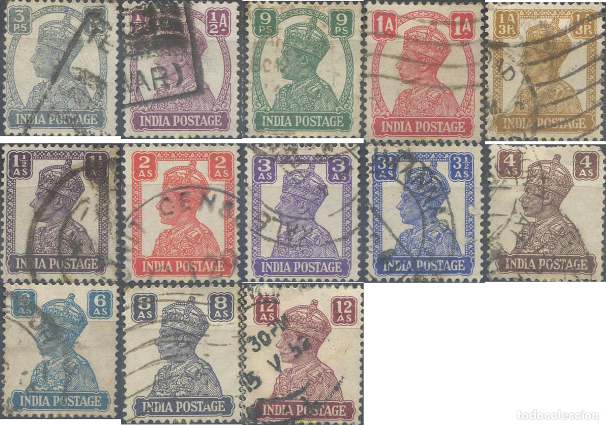 Sellos: 661723 USED INDIA INGLESA 1939 FILIGRANA DE ESTRELLA MULTIPLE.