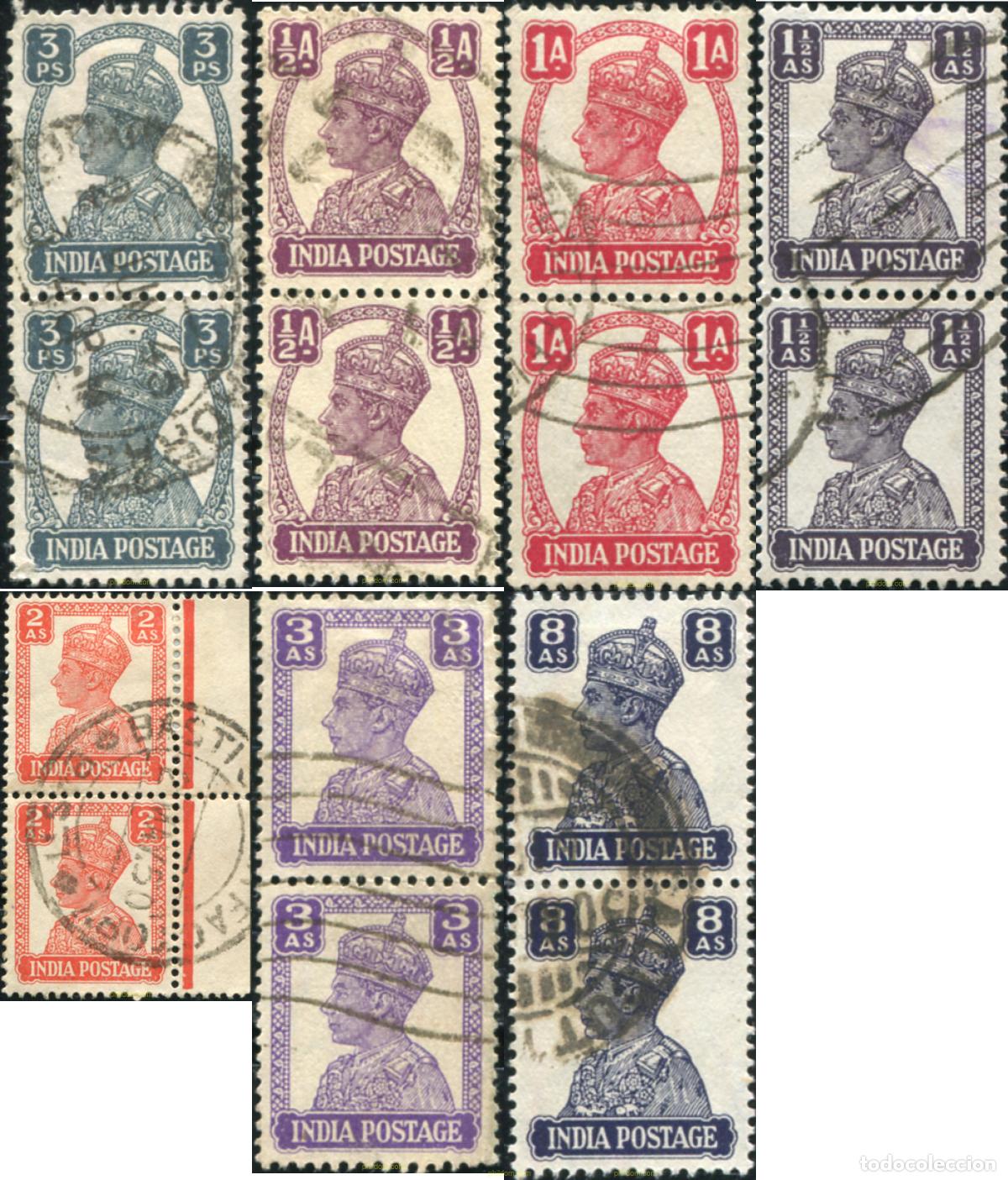 Sellos: 785793 USED INDIA INGLESA 1939 FILIGRANA DE ESTRELLA MULTIPLE.