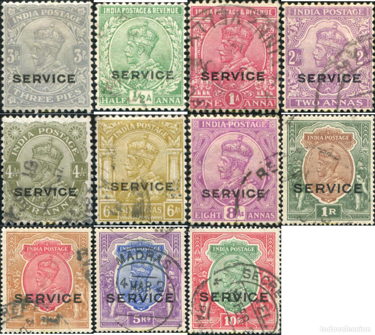 Sellos: 785858 USED INDIA INGLESA 1912 SELLOS DE SERVICIO.SELLOS DEL 1911 SOBRECARGADOS- SERVICE-