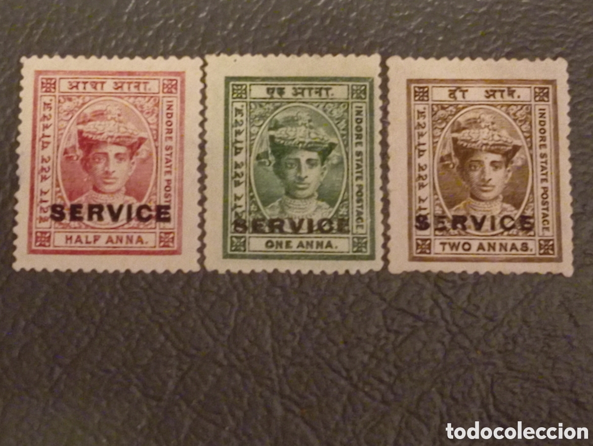 Sellos: 1904 India Indore - Lote 3 Sellos Maharaja Tukoji Rao III - MH - Cat. Michel 10, 11, 12