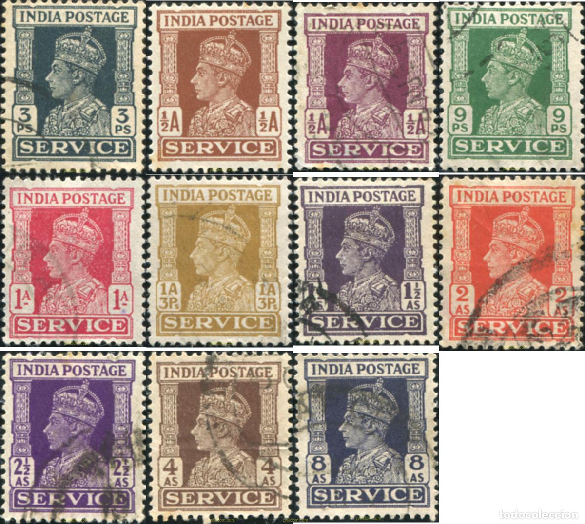Sellos: 786056 USED INDIA INGLESA 1939 SELLOS DE SERVICIO. GEORGE V FILIGRANA ESTRELLA MULTIPLE