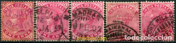 Sellos: 785421 USED INDIA INGLESA 1900 FILIGRANA DE ESTRELLA