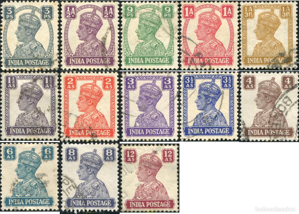 Sellos: 785790 USED INDIA INGLESA 1939 FILIGRANA DE ESTRELLA MULTIPLE.