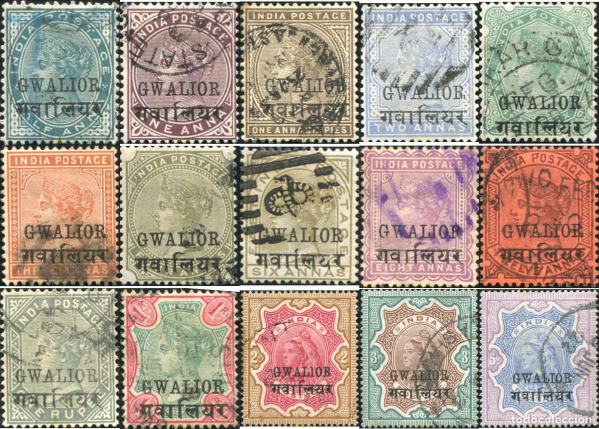 Sellos: 786212 USED GWALIOR 1886 SELLOS DE INDIA INGLESA DEL 1862-1892 SOBRECARGADOS.