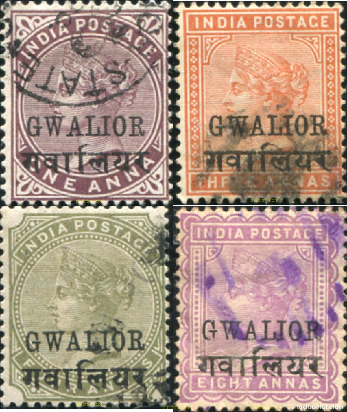 Sellos: 786213 USED GWALIOR 1886 SELLOS DE INDIA INGLESA DEL 1862-1892 SOBRECARGADOS.