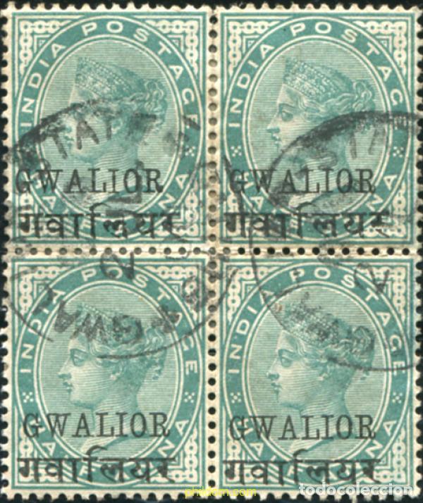 Sellos: 786216 USED GWALIOR 1886 SELLOS DE INDIA INGLESA DEL 1862-1892 SOBRECARGADOS.