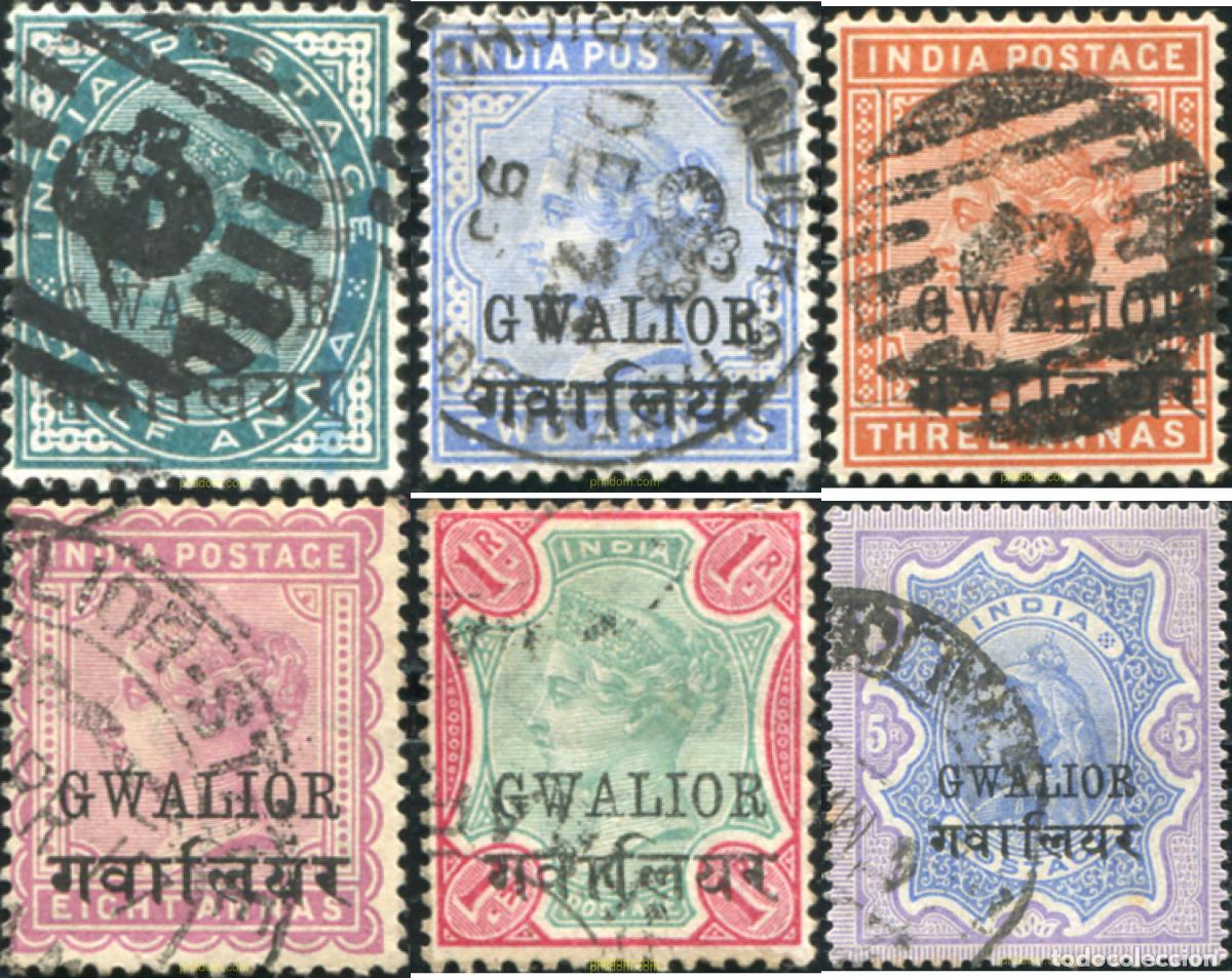 Sellos: 786225 USED GWALIOR 1886 SELLOS DE INDIA INGLESA DEL 1862-1892 SOBRECARGADOS.