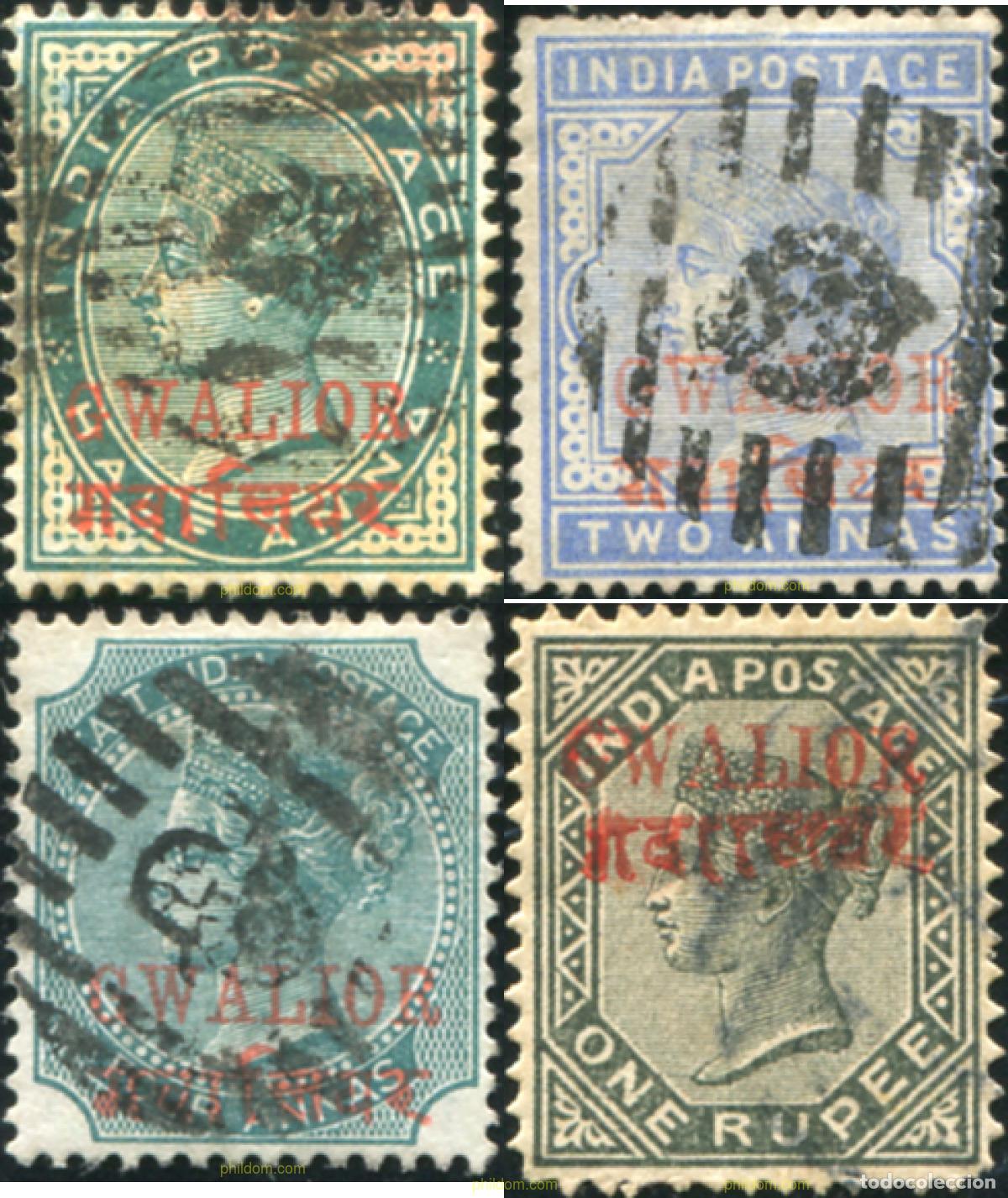 Sellos: 786255 USED GWALIOR 1886 SELLOS DE INDIA INGLESA DEL 1862-1892 SOBRECARGADOS.