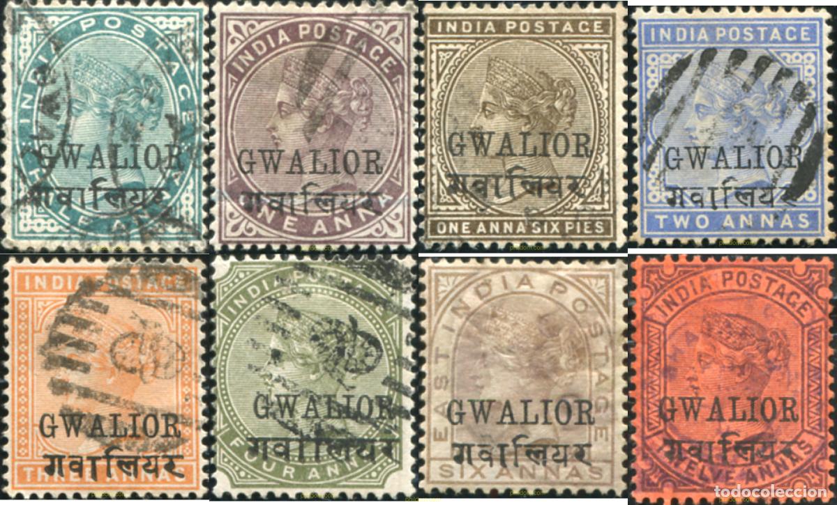 Sellos: 786256 USED GWALIOR 1886 SELLOS DE INDIA INGLESA DEL 1862-1892 SOBRECARGADOS.