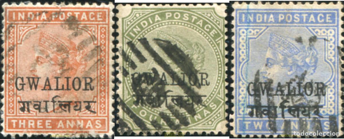 Sellos: 786259 USED GWALIOR 1886 SELLOS DE INDIA INGLESA DEL 1862-1892 SOBRECARGADOS.