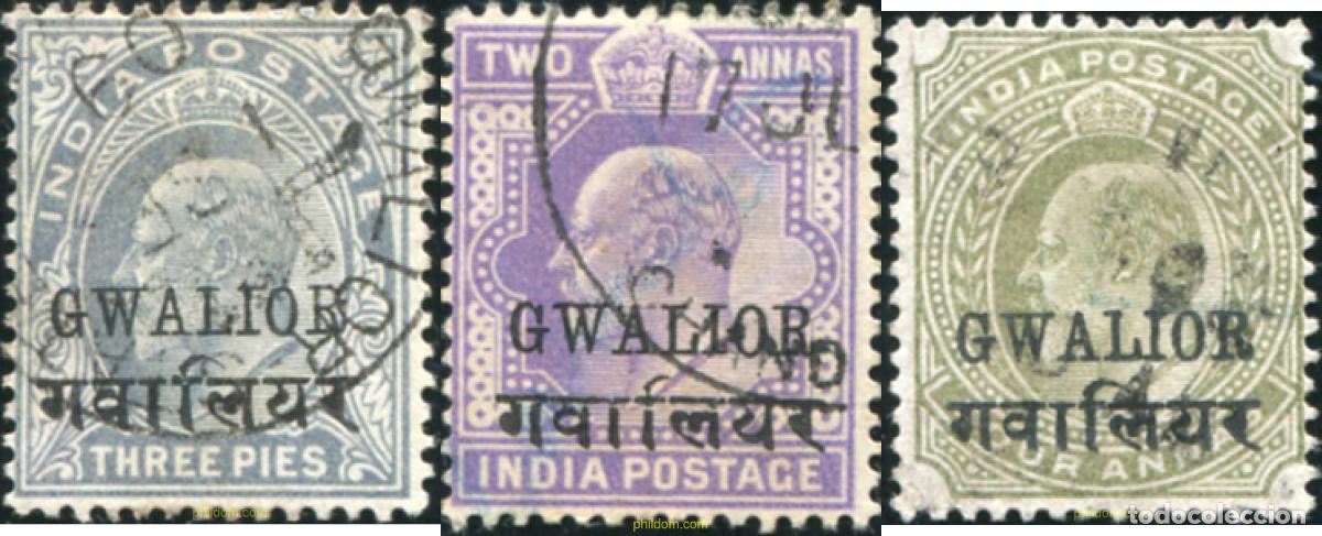 Sellos: 786269 USED GWALIOR 1903 SELLOS DEL 1902 SOBRECARGADOS