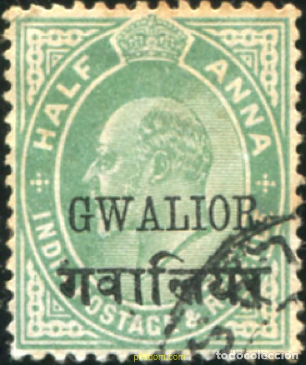 Sellos: 786272 USED GWALIOR 1907 SELLOS DE INDIA INGLESA DE 1906 SOBRACARGADOS