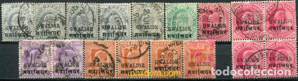Sellos: 786598 USED GWALIOR 1903 SELLOS DEL 1902 SOBRECARGADOS