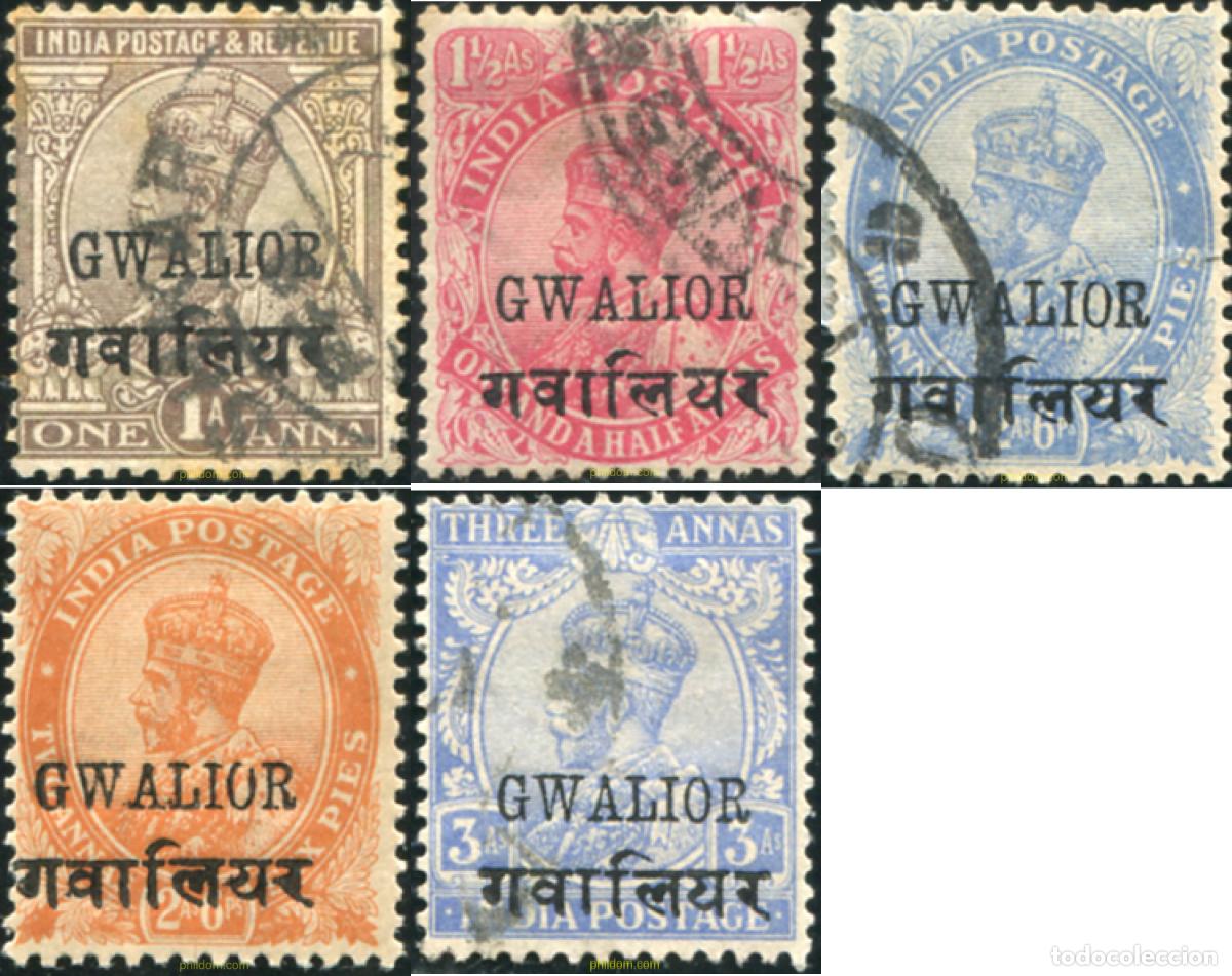 Sellos: 786602 USED GWALIOR 1912 SELLOS DE INDIA INGLESA DE 1911-26 SOBRECARGADOS