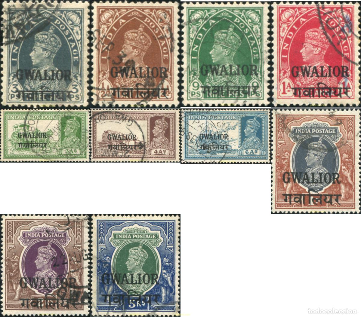Sellos: 786639 USED GWALIOR 1938 SERIE BASICA