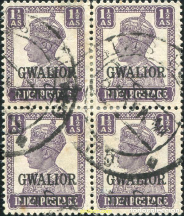 Sellos: 786675 USED GWALIOR 1940 SELLOS DE INDIA INGLESA DE 1939-43 SOBRECARGADOS
