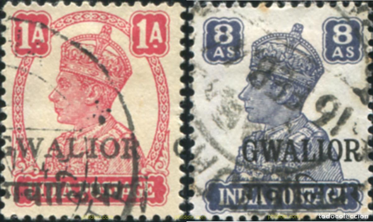 Sellos: 786674 USED GWALIOR 1940 SELLOS DE INDIA INGLESA DE 1939-43 SOBRECARGADOS