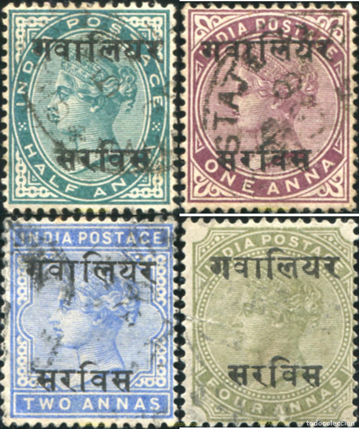 Sellos: 786797 USED GWALIOR 1896 SELLOS DE INDIA INGLESA DE 1882-1892 SOBRECARGADOS-SERVICIO