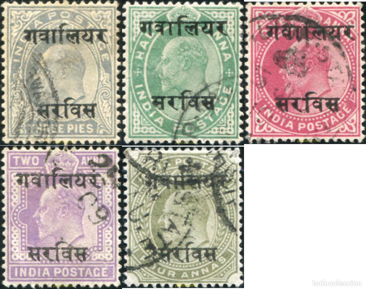 Sellos: 786805 USED GWALIOR 1904 SELLOS DE INDIA INGLESA DE 1902 (EDUARDO VII) SOBRECARGADOS-SERVICIO