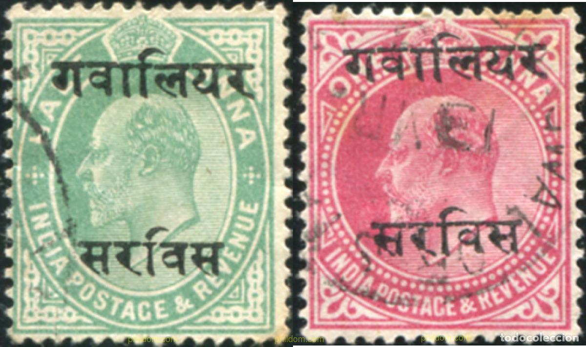 Sellos: 786807 USED GWALIOR 1908 SELLOS DE INDIA INGLESA DE 1906 (EDUARDO VII) SOBRECARGADOS-SERVICIO