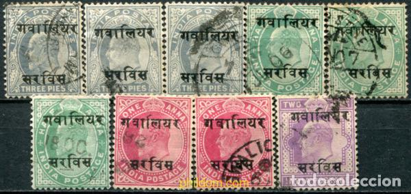 Sellos: 786808 USED GWALIOR 1904 SELLOS DE INDIA INGLESA DE 1902 (EDUARDO VII) SOBRECARGADOS-SERVICIO