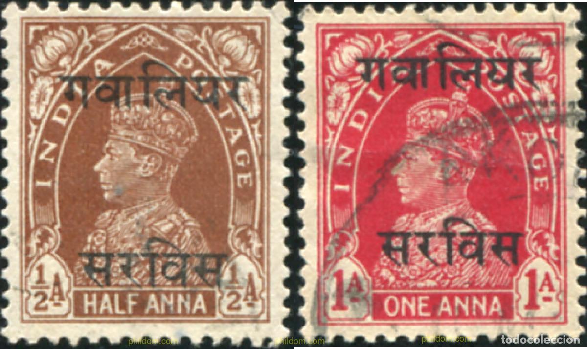 Sellos: 786820 USED GWALIOR 1938 SELLOS DE INDIA INGLESA DE 1937-41 (GEORGE VI) SOBRECARGADOSS-SERVICIO