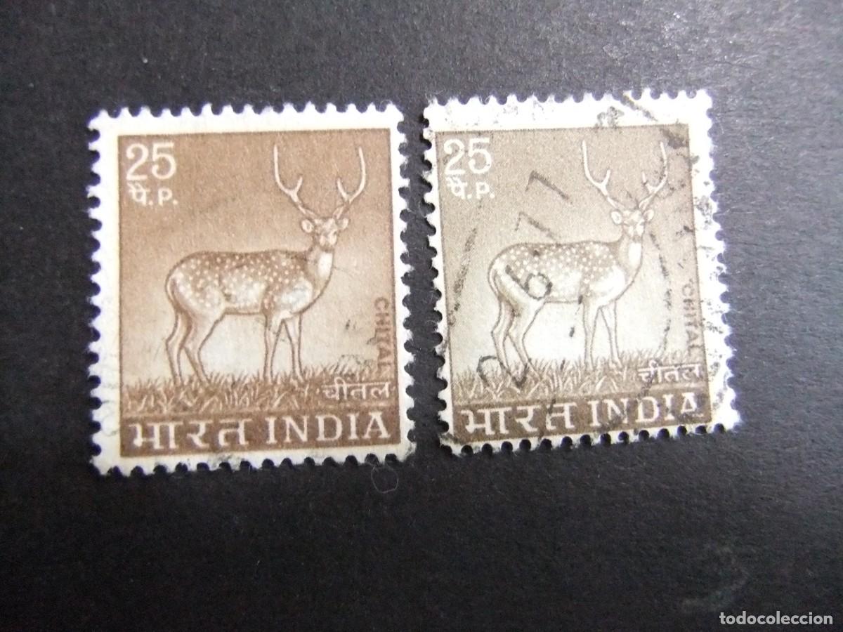 Sellos: 57 INDIA REPUBLICA 1974 / CIERVO / YVERT 402 + 402 FU