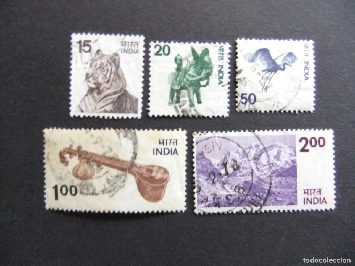 Sellos: 57 INDIA REPUBLICA 1975 / SERIE CORRIENTE / YVERT 444 / 448 FU