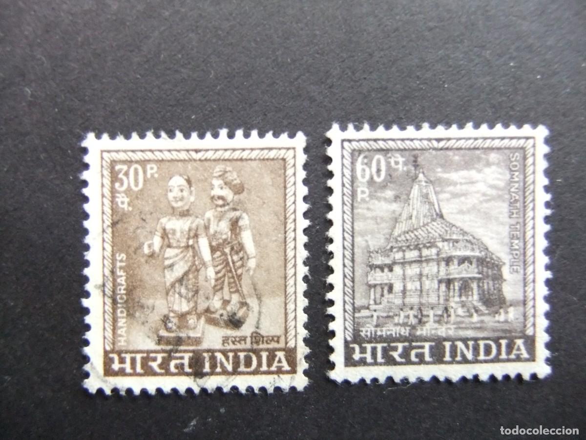Sellos: 57 INDIA REPUBLICA 1967 / MUNECAS - TEMPLO de SOMNATH / YVERT 227 + 229 FU