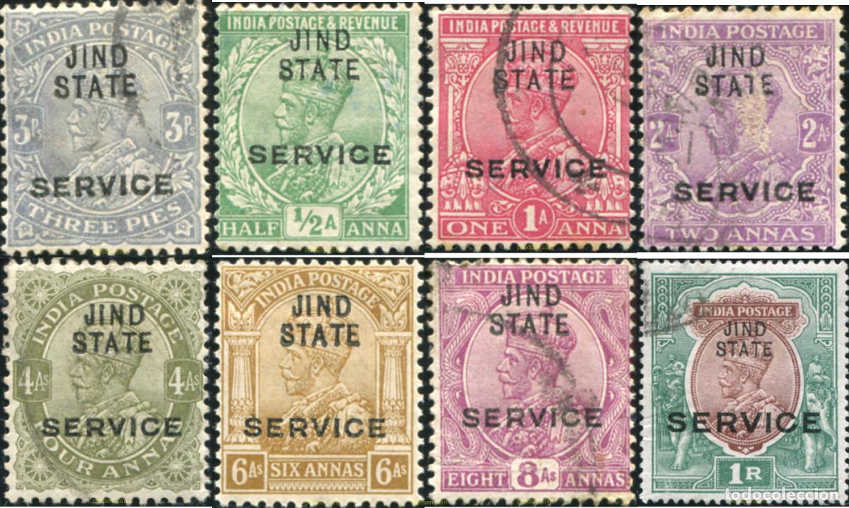 Sellos: 786867 USED JHIND 1914 SELLOS DE SERVICIO DE INDIA INGLESA DE 1912-21 (GEORGE V) SOBRECARGADOS