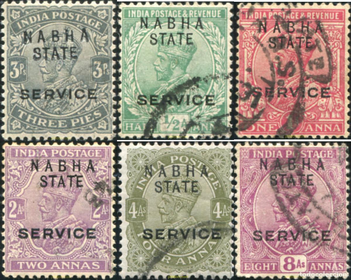 Sellos: 787145 USED NABHA 1913 SELLOS DE SERVICIO DE INDIA INGLESA DE 1912 (GEORGE V) SOBRECARGADOS