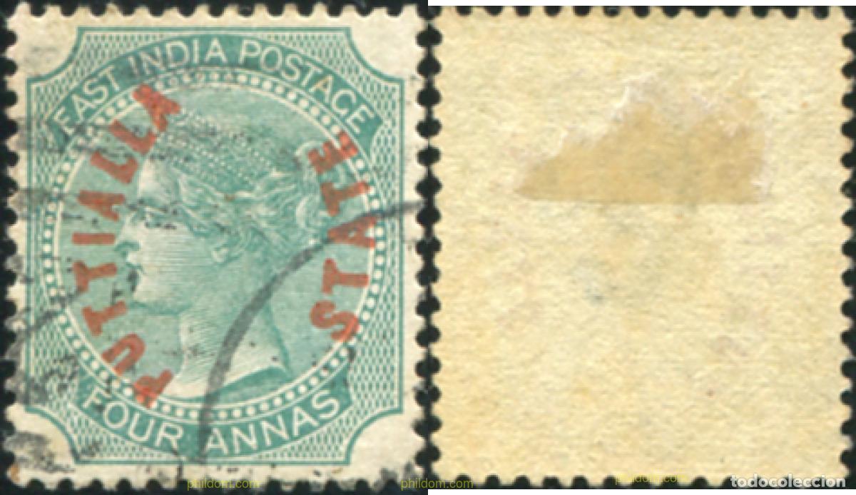 Sellos: 787166 USED PATIALA 1884 SELLOS DE INDIA INGLESA DE 1866-82 SOBRECARGADOS EN ROJO