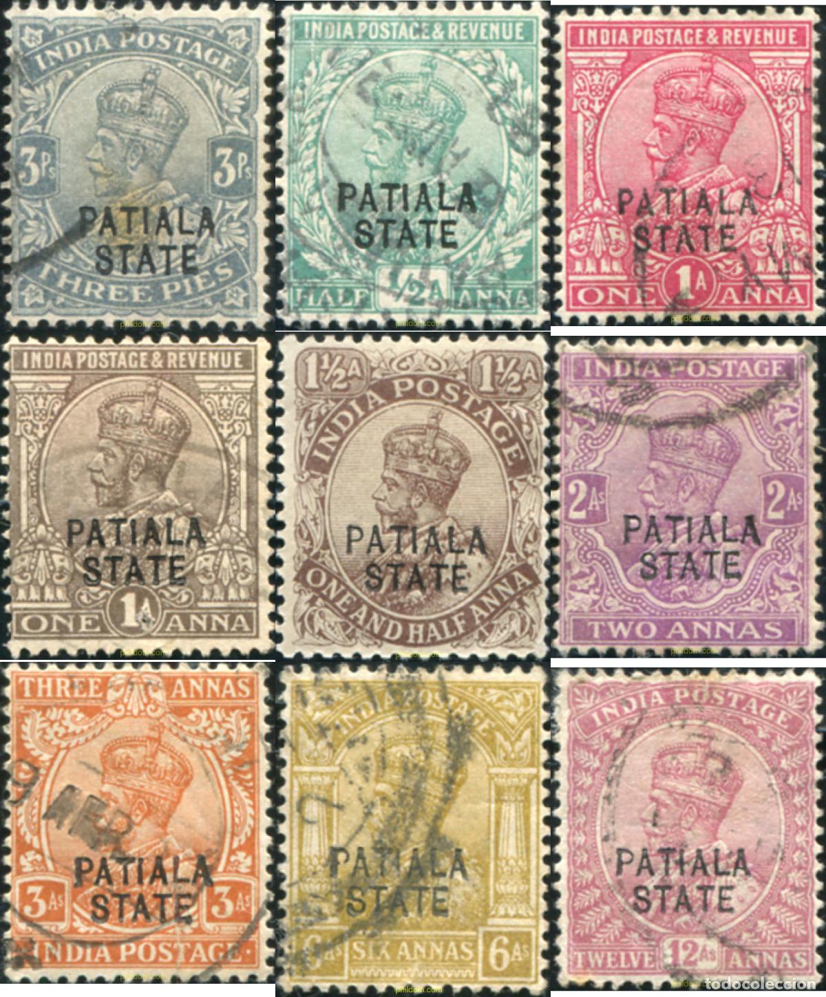 Sellos: 787241 USED PATIALA 1913 SELLOS DE INDIA INGLESA DE 1911-26 (GEORGE V) SOBRECARGADOS