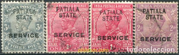 Sellos: 787813 USED PATIALA 1913 SELLOS DE SERVICIO DE INDIA INGLESA DE 1912-21 (GEORGE V) SOBRECARGADOS