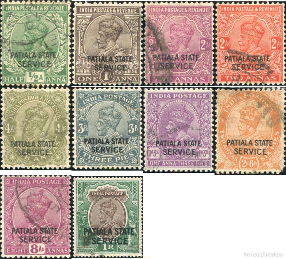 Sellos: 787817 USED PATIALA 1927 SELLOS DE INDIA INGLESA DE 1928-38 SOBRECARGADOS