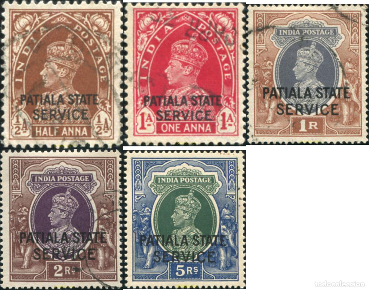Sellos: 787823 USED PATIALA 1938 SELLOS DE INDIA INGLESA DE 1938-39 (GEORGE VI) SOBRECARGADOS-SERVICIO