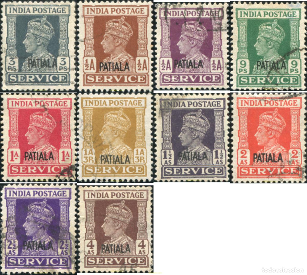 Sellos: 787836 USED PATIALA 1940 SELLOS DE SERVICIO DE INDIA INGLESA DE 1939-43 SOBRECARGADOS