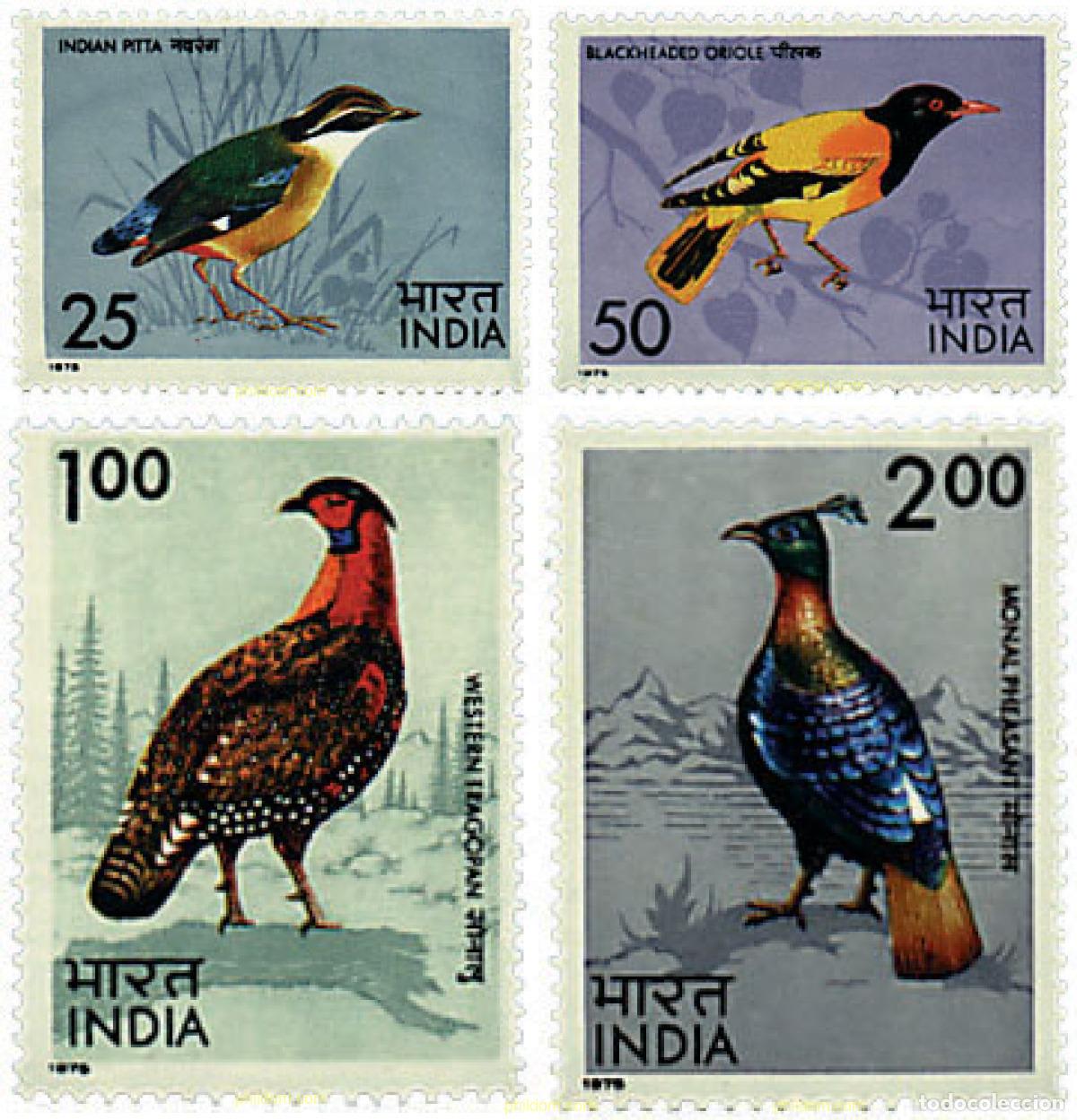 Sellos: 36646 MNH INDIA 1975 FAUNA. AVES